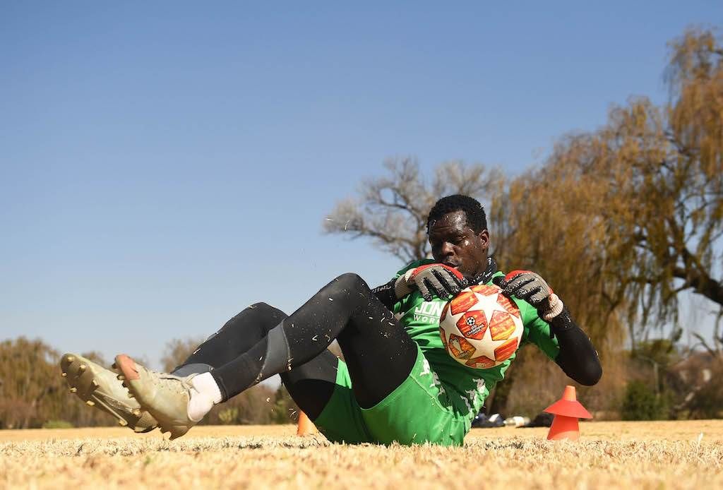 Highlands Park goalkeeper Tapuwa Kapini trains in 