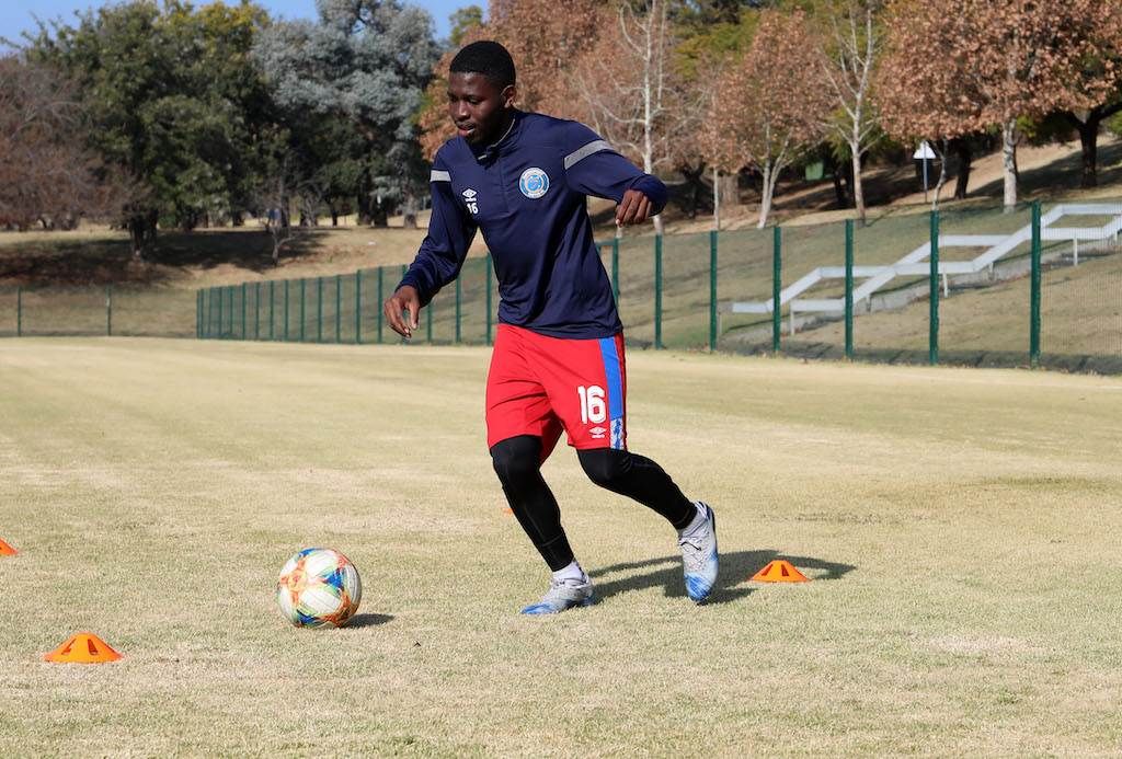 SuperSport United midfielder Aubrey Modiba trainin