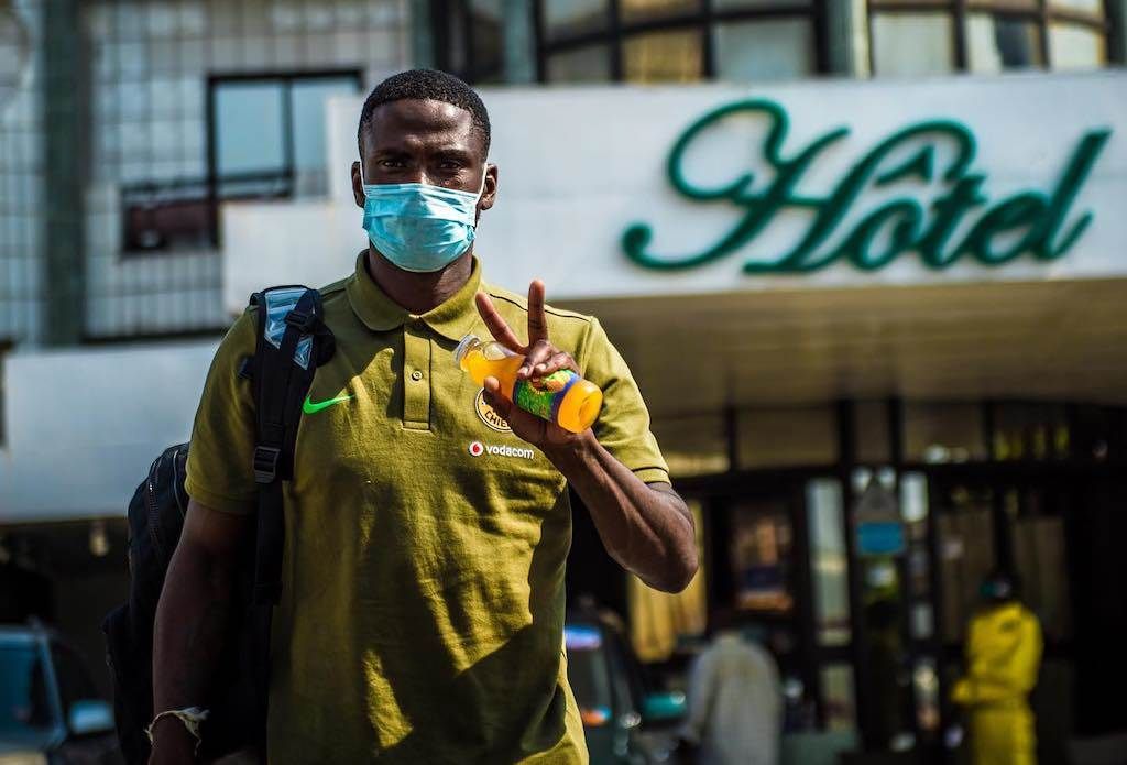 Kgotso Moleko outside the team's hotel in Cameroon